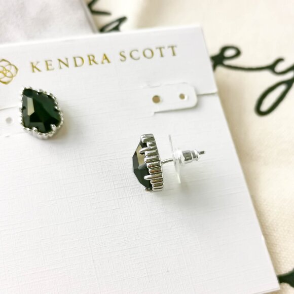 Kendra Scott Stud Earrings - Tessa - Black Opaque Glass Silver - Picture 3 of 3